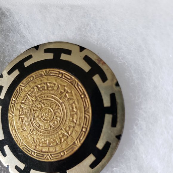 2/40$ Vintage Hecho en mexico Alpaca aztec calendar brooch - Picture 6 of 7